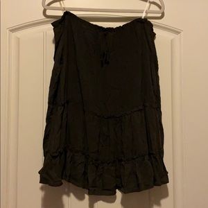 OFF THE SHOULDER PEASANT TOP-CHARCOAL